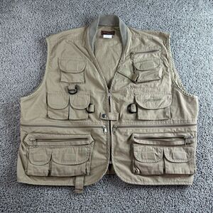 Pflueger Fly Fishing Vest Mens L/XL Cargo Hiking Camping Brown Outdoor Jacket